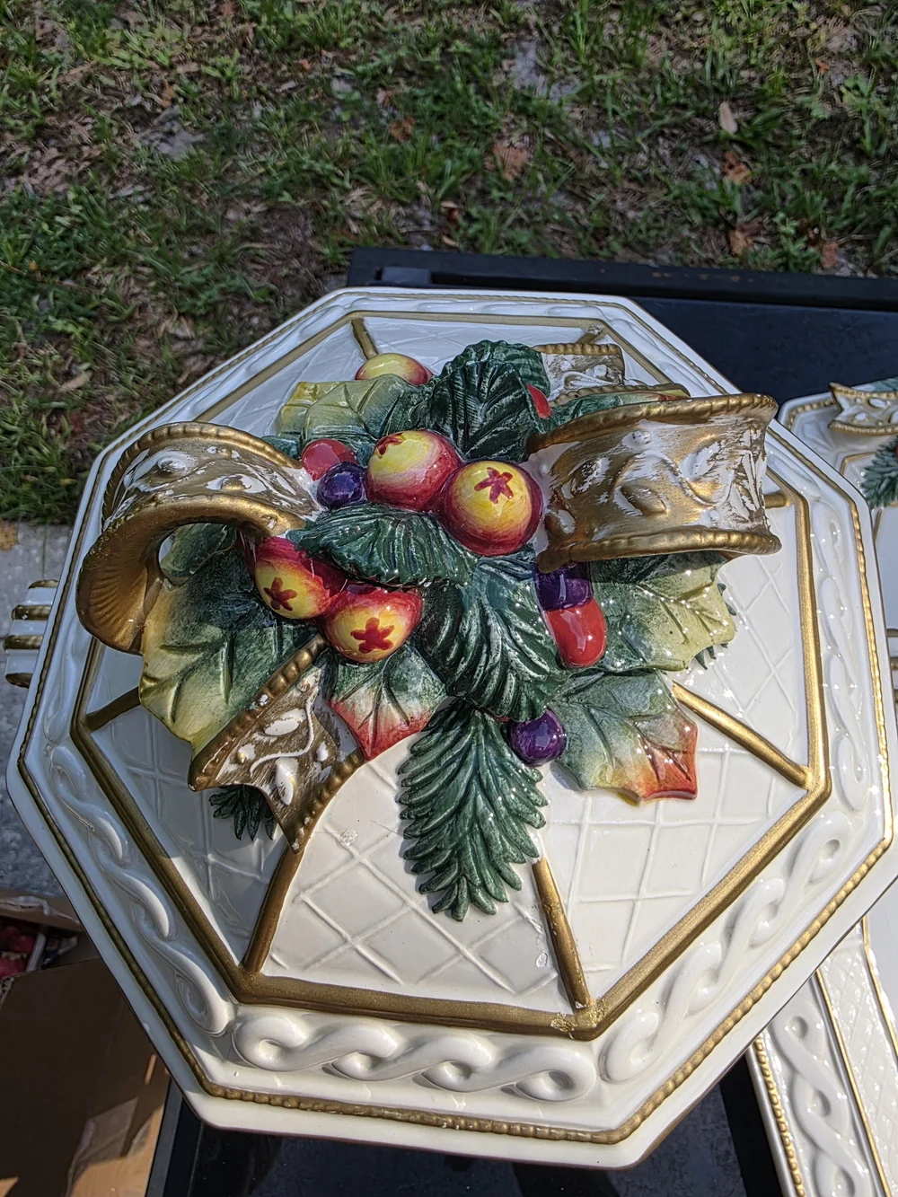 VTG And Floyd Snowy Woods Christmas Compote Bowl With Lid And Serving Tray!!